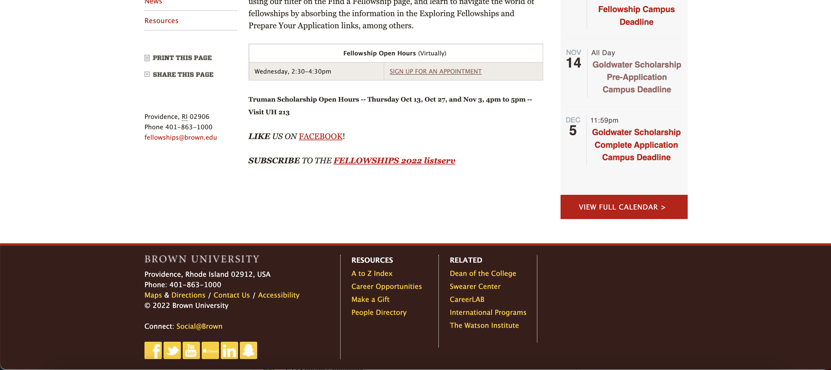Image of the original Brown Fellowship web-page